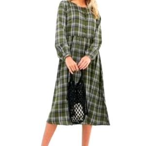 Piecesoluve green checkered dress